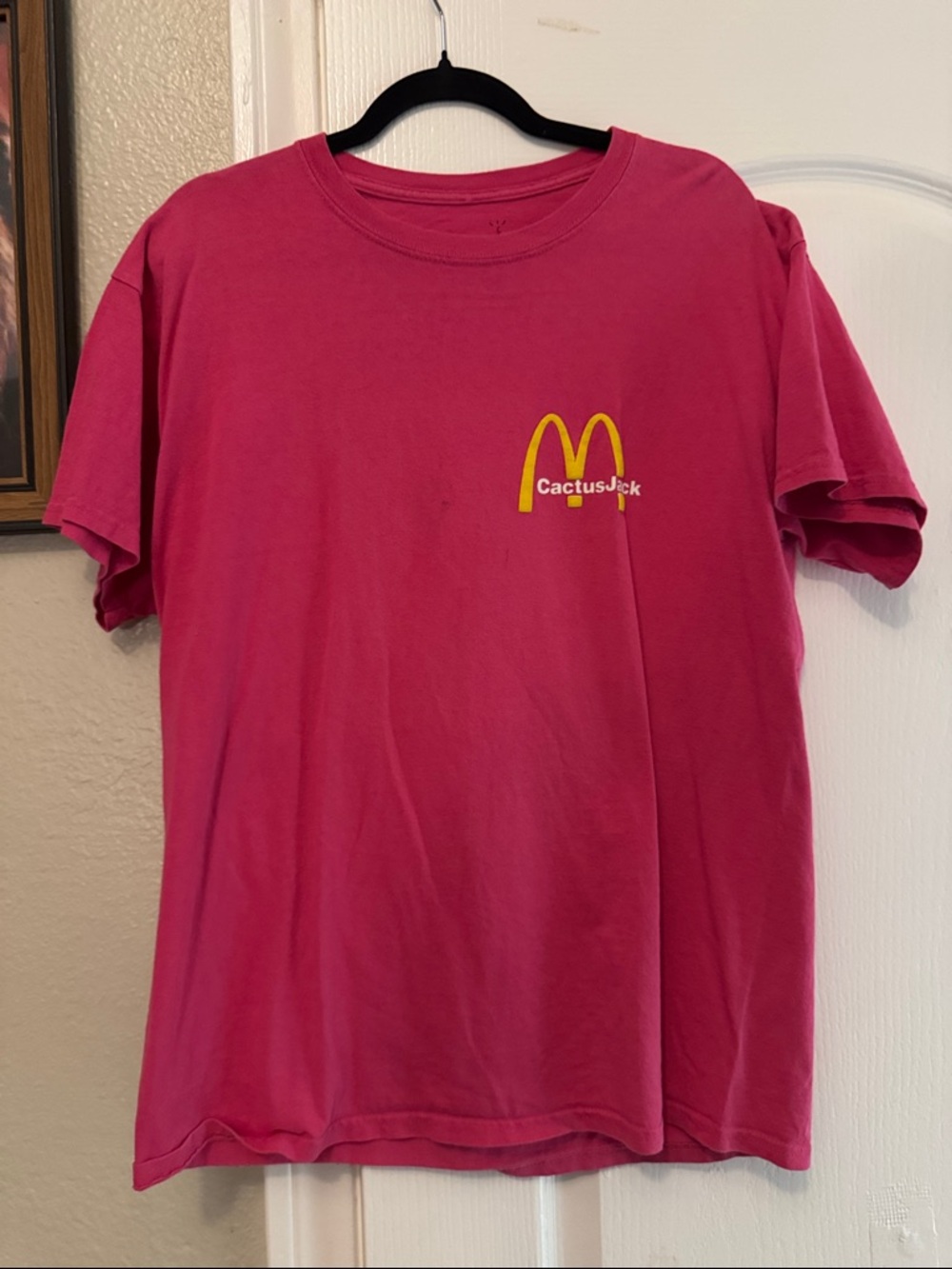 Cactus Jack by Travis Scott Pink Short Sleeve Tee with Yellow Logo
